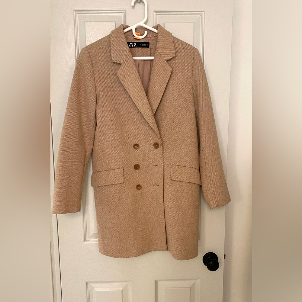 Women's Zara Tan Double-Breasted Coat